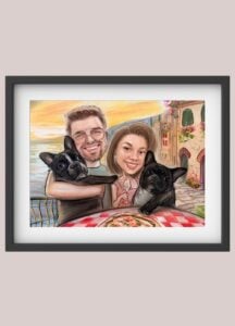 Cum se face o caricatură personalizată: procesul pas cu pas, de la poza ta la cadoul final 2 caricatura-animal-de-companie-rama-neagra-premium